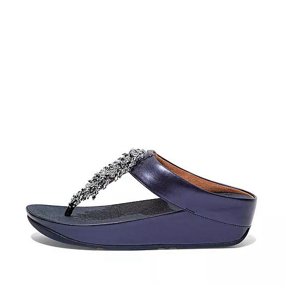 Sandales Entre-Doigts Femme Fitflop Rumba Beaded Bleu Marine (WJV029345)